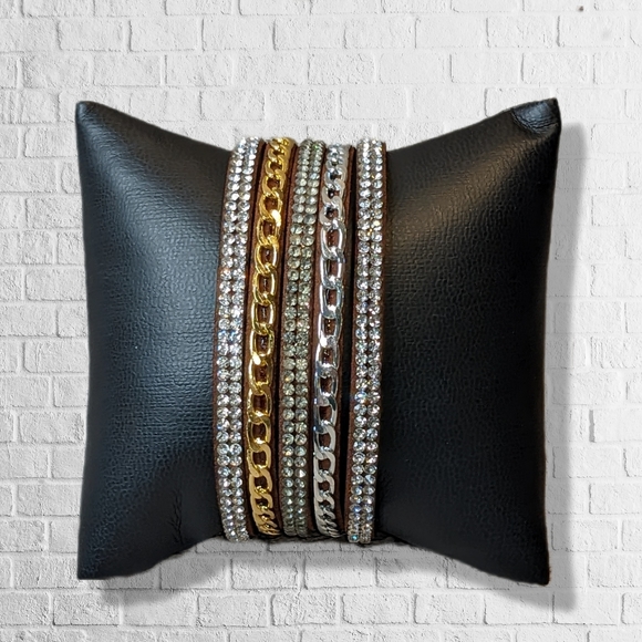 A7 Silver Crystal Gold Rhinestone Suede Wrap New Brown Bracelet Adjustable A7 - Picture 3 of 16